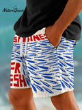 Vintage Fish Sardines Art Print Casual Shorts