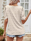 Women's V-Neck Short-Sleeve T-Shirt with Puff Sleeves — Casual Top