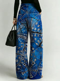 Women's Retro Pattern Printed Stylish Cutout Casual Denim Jeans