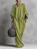 Minimalist Casual Sleeveless Cotton And Linen Long Dress