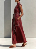 Women's Retro Line Decorative Cotton-linen Dress
