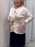 Elegant Adjustable Long-Sleeve Shirt with Tie Detail