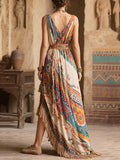Women's Retro Ethnic Pattern Art Casual Stylish Cotton Linen Long Dress