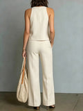Women's Sleeveless Top & High-waisted Wide-leg Pants Two-piece Set