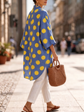Brushstroke Polka Dot Cotton-linen Vest & Cardigan Two-piece Set