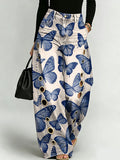 Elegant Butterfly Decorative Pattern Women's Cotton Denim Pants