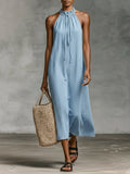 Women's Stand-collar Sleeveless Loose-fit Casual Denim Dress