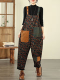 Women Vintage Patchwork Cotton Loose Denim Jumpsuits