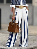 Elegant Artistic Striped Wide-leg Pants