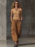 Casual Stretch Cotton Vest And Cargo Pants Two-piece Set