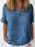 Women'sDenim Short-Sleeved Top
