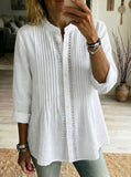 Casual Pleated Linen And Cotton Shirt