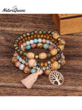 Boho Multi-layered Wooden Beaded Bracelet