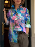 Women's Colorful Flowers Print Shirt