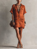 Loose-fit Casual Linen And Cotton Dress