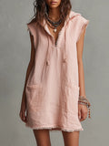 Women's Retro-Sporty Cotton-Linen Dress