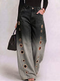 Women's Gradient Print High-waisted Loose-fit Wide-leg Jeans