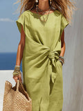 Women's Fashion Knot Art Casual Stylish Comfortable Cotton Linen Dress