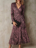 Stylish And Comfortable Leopard Print Slim-fit Wrap Dress