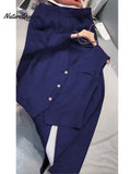 Women's Cotton And Linen Casual Vest and Pants Set