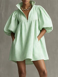 Women's Retro Striped Zip-up Dress