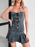 Women's Low-waist Strappy Bandeau Denim Dress