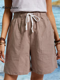 Women's Pure Color Cotton Casual Shorts