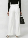 Women's High-waisted Elastic Straight-leg Suit Pants
