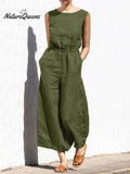 Women's Solid Color Loose Elegant Casual Sleeveless Jumpsuit