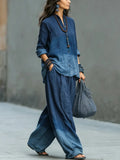 Women's Bohemian Vacation Style Gradient Cotton-linen Set