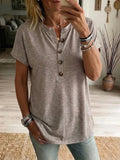 Women's Button Casual Short-sleeve T-shirt