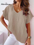 Solid V Neck Casual Top