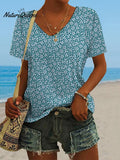 🔥Best Match🔥Women's Hawaiian Vacation Print Casual V-Neck T-Shirt