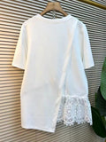 Stylish Casual Spliced lace Cotton T-shirt