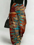 Women's Retro Fish Pattern Printed Stylish Cutout Casual Denim Jeans