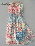 Women's Vintage Flower Art Print Casual Cute Cozy Dress
