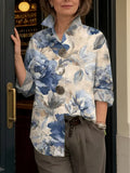 Women's Vintage Art Flowers Print Shirt