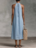 Women's Stand-collar Sleeveless Loose-fit Casual Denim Dress