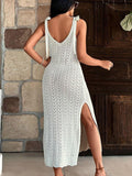 Women's Knit Hollow-out Spaghetti Strap Long Dress