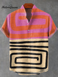 Color-block Abstract Painting Art Vintage Print Casual 100% Cotton Shirt
