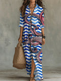 Women's Octopus Stripes Pattern-printed Casual Long Dress