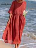 Cotton And Linen Embroidered Loose Dress