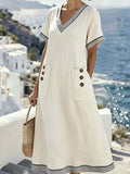 Women'S Casual Color-Block Patchwork Dress