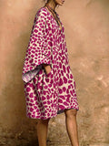 Women's Leopard Print V-neck Pocket Dress