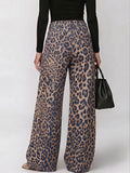 Women's Leopard Print High-waisted Wide-leg Jeans