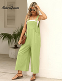 Women's Summer Cotton Linen Overalls â€?Adjustable & Relaxed Fit Jumpsuit