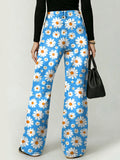 Cute Daisy Decorative Pattern Women's Denim Pants