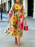 Women's Fashion Floral Art Print Casual Stylish Comfortable Dress