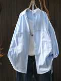 Women Spring Casual Pure Color Turn-down Collar Shirt
