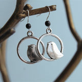 Boho Style vintage Gem Bird Pendant earrings